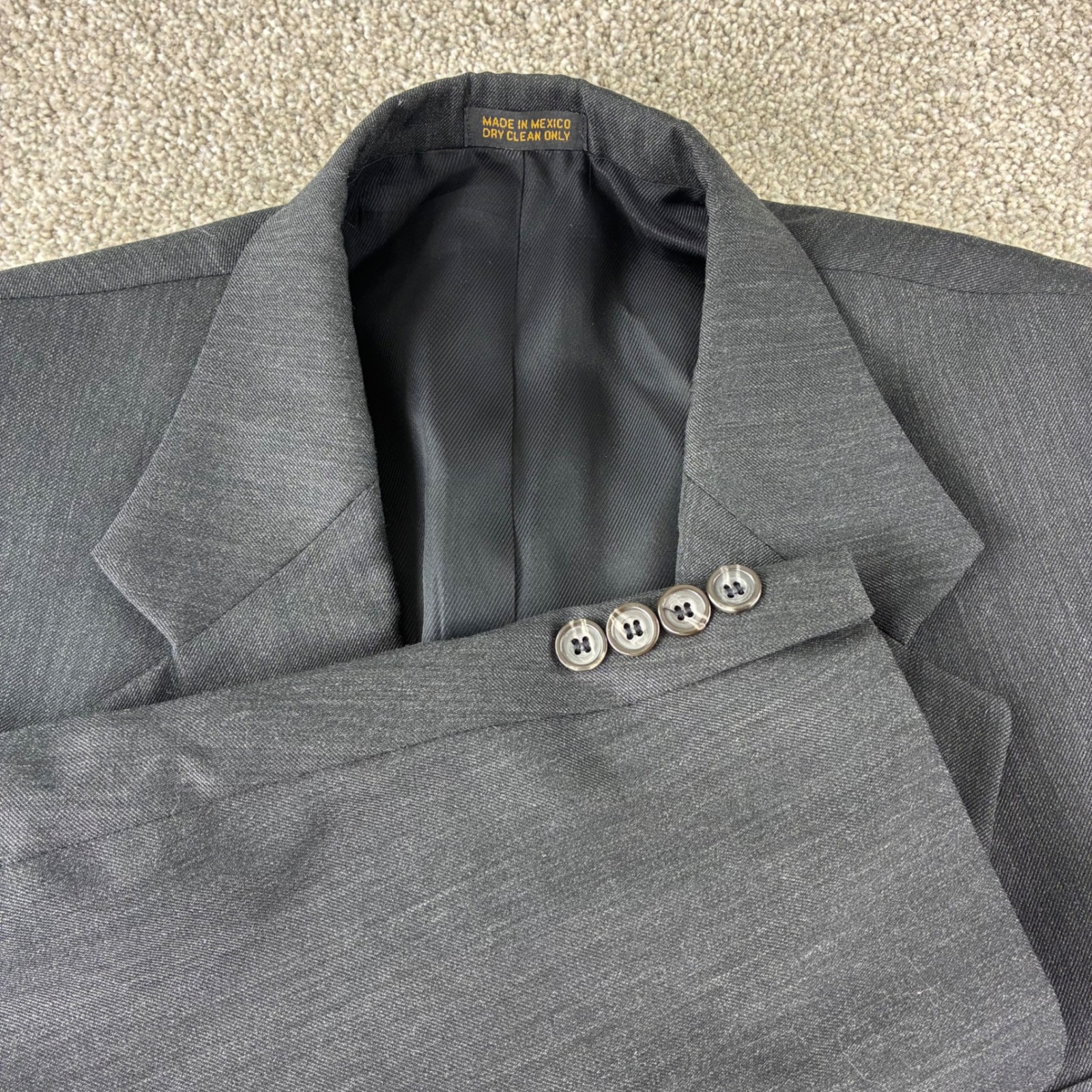 Oscar De La Renta Menswear Gray Wool Blazer Jacket 42l W36 Made In Mexico